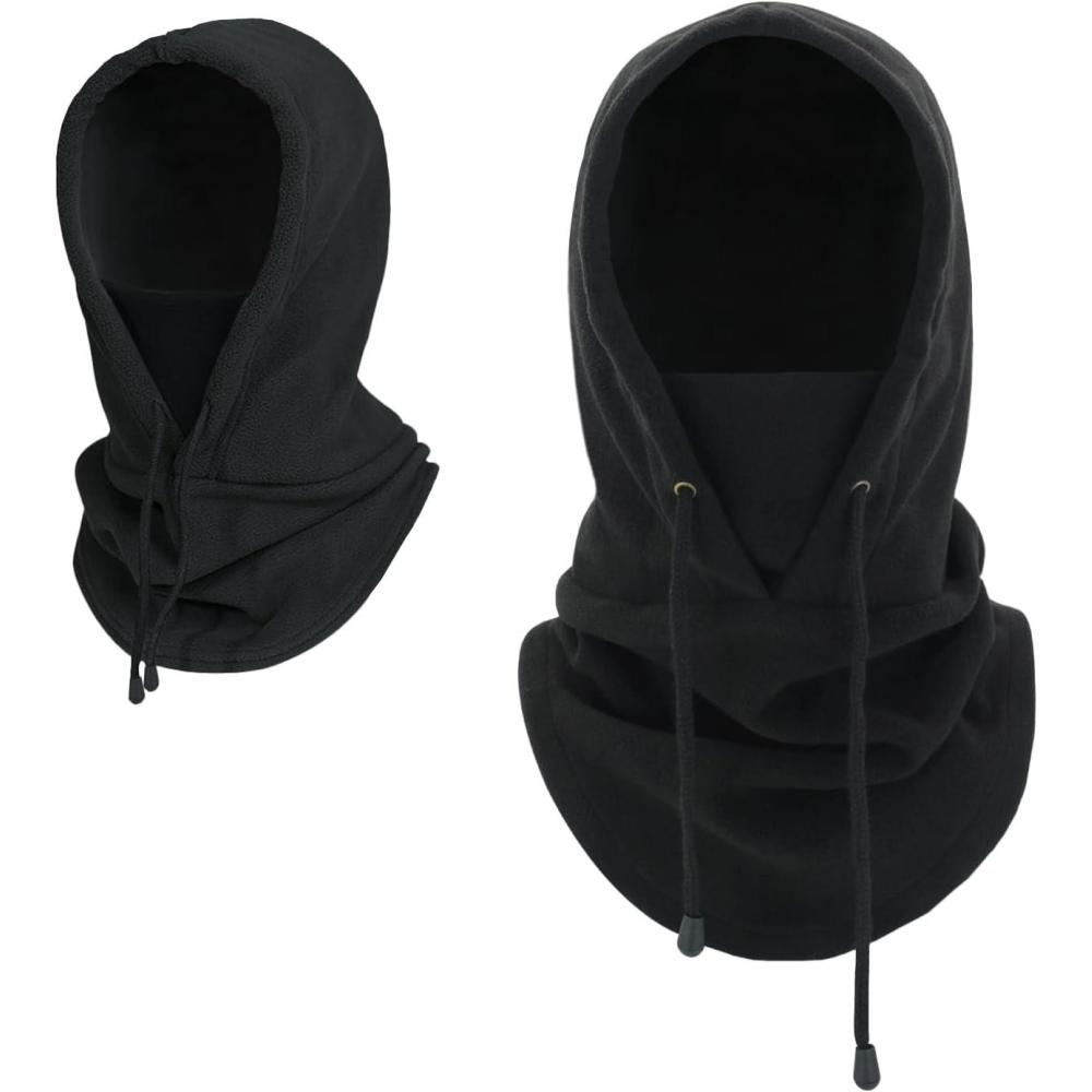 image:imageCagoule Hiver Home Balaclava Chapeau Cagoule Polaire Hiver Bonnet Cache Cou Bonnet Cagoule Capuche CoupeVent et Chaude pour Homme et FemmeNoir