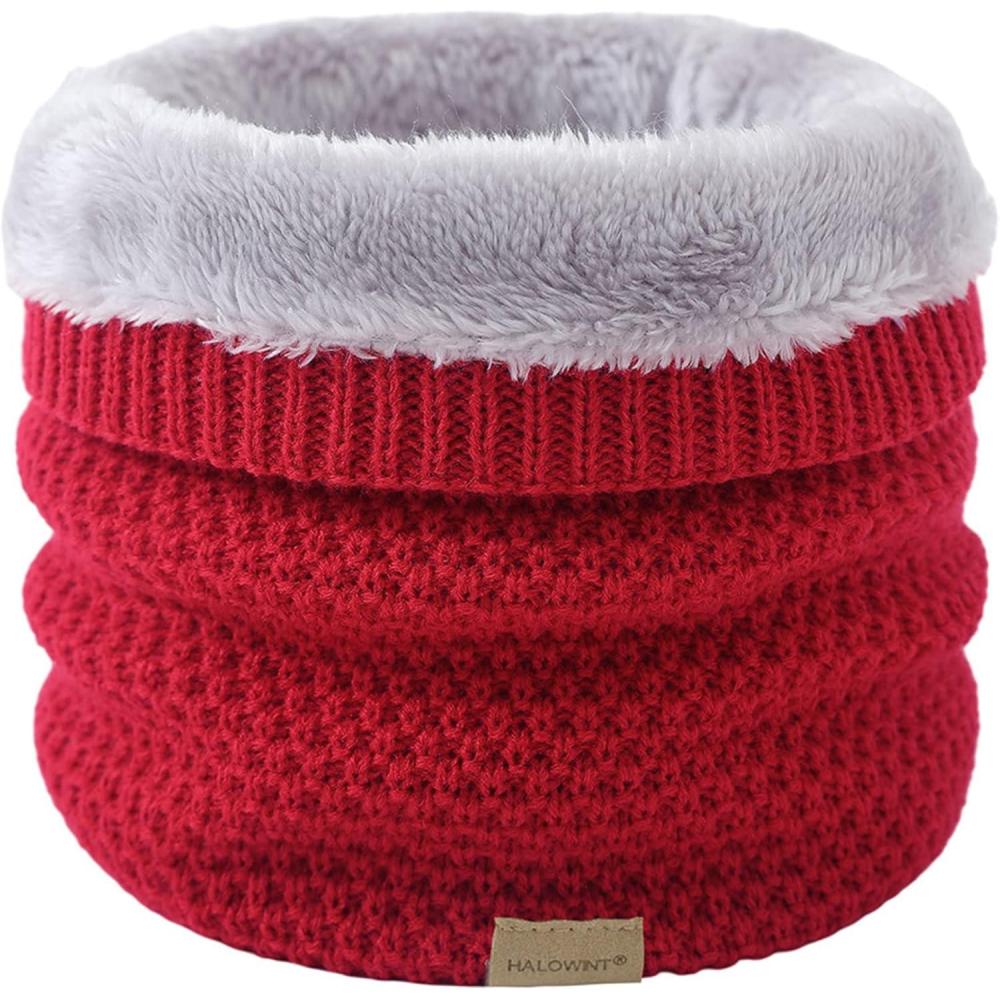 image:imageHiver Tube charpe Femme Chaud charpe Cercle Cachecou Enfant Tour de Cou charpe Pour Homme Cachecou Cachecol Tricot Homme Femme charpe Tube Doublure Polaire HiverRouge