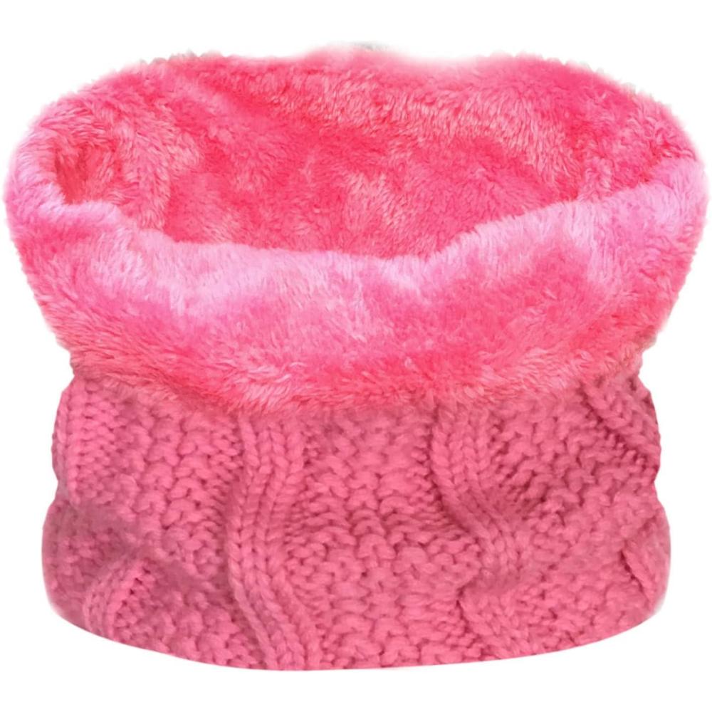 image:imageTOSKATOK enfants filles hiver ctes point de graine thermique chaud confortable polaire doubl cachecou Snood charpe avec chapeau ensembleTaille uniqueEcharpe Rose