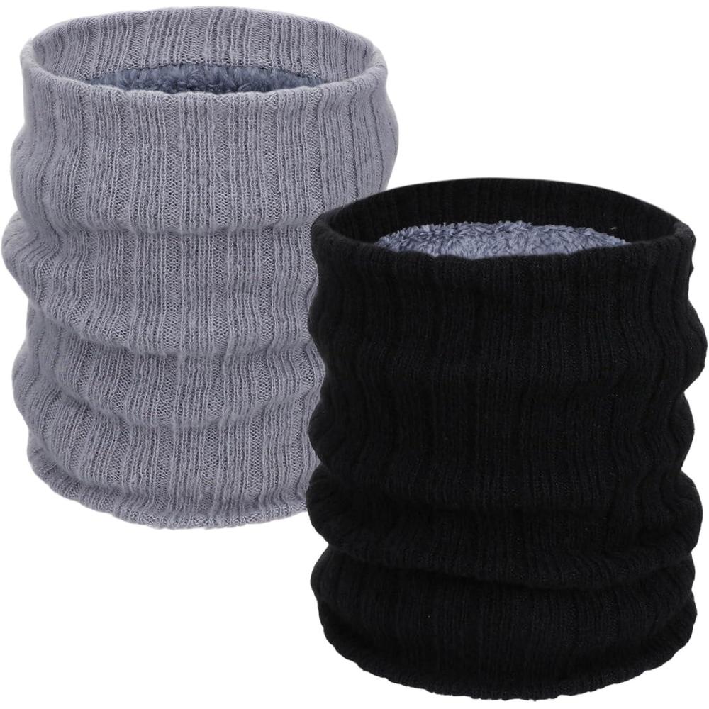 image:imageTeaaha Lot de 2 cachecou dhiver en polaire paisse coupevent pour le ski cachecou lgant et lgant pour homme et femme sports de plein air noir et gris