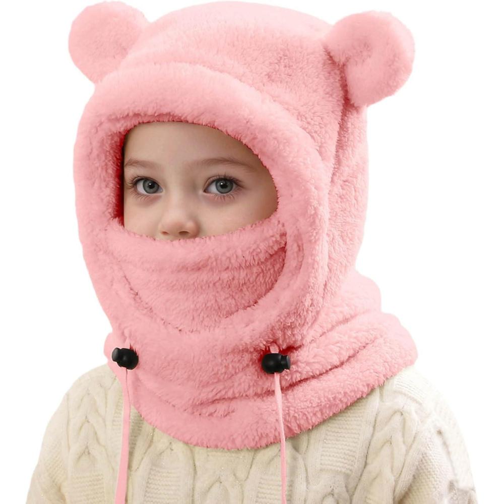 image:imageCagoule dhiver Thermique pour Enfants 310 Ans Multifonction CoupeVent Rglable Masque de Ski Bonnet en Polaire Chaude Casquette CacheCou Tour de Cou charpe pour Filles Garons Plein Air01 Rose