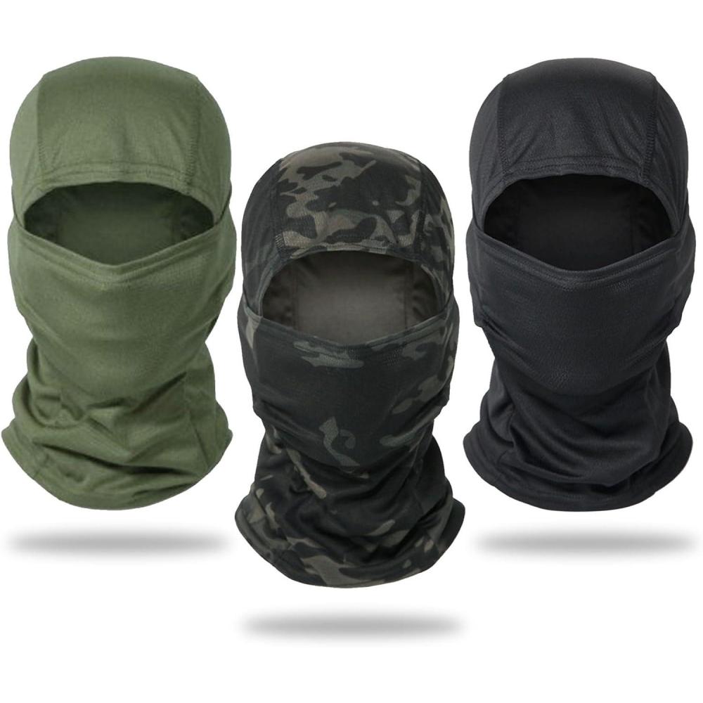 image:image3 Pices Cagoule Masque de Ski Camouflage Cagoule Couverture de Visage Tactique Cyclisme Respirant Masquepour la Moto Cagoule de Visage CompleNoir