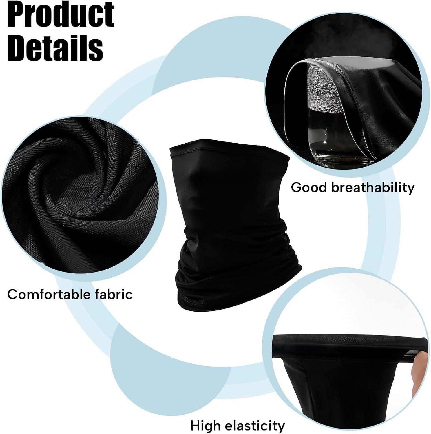 image:imageCachecou Thermique en Polaire pour Hommes et Femmes AntiUV Tour de Cou Homme Femme Masque Cache Cou AntiSolaire Foulard extrieur Bandana pour MotoSnowboard et Sports dHiver Noir 45CM25CM