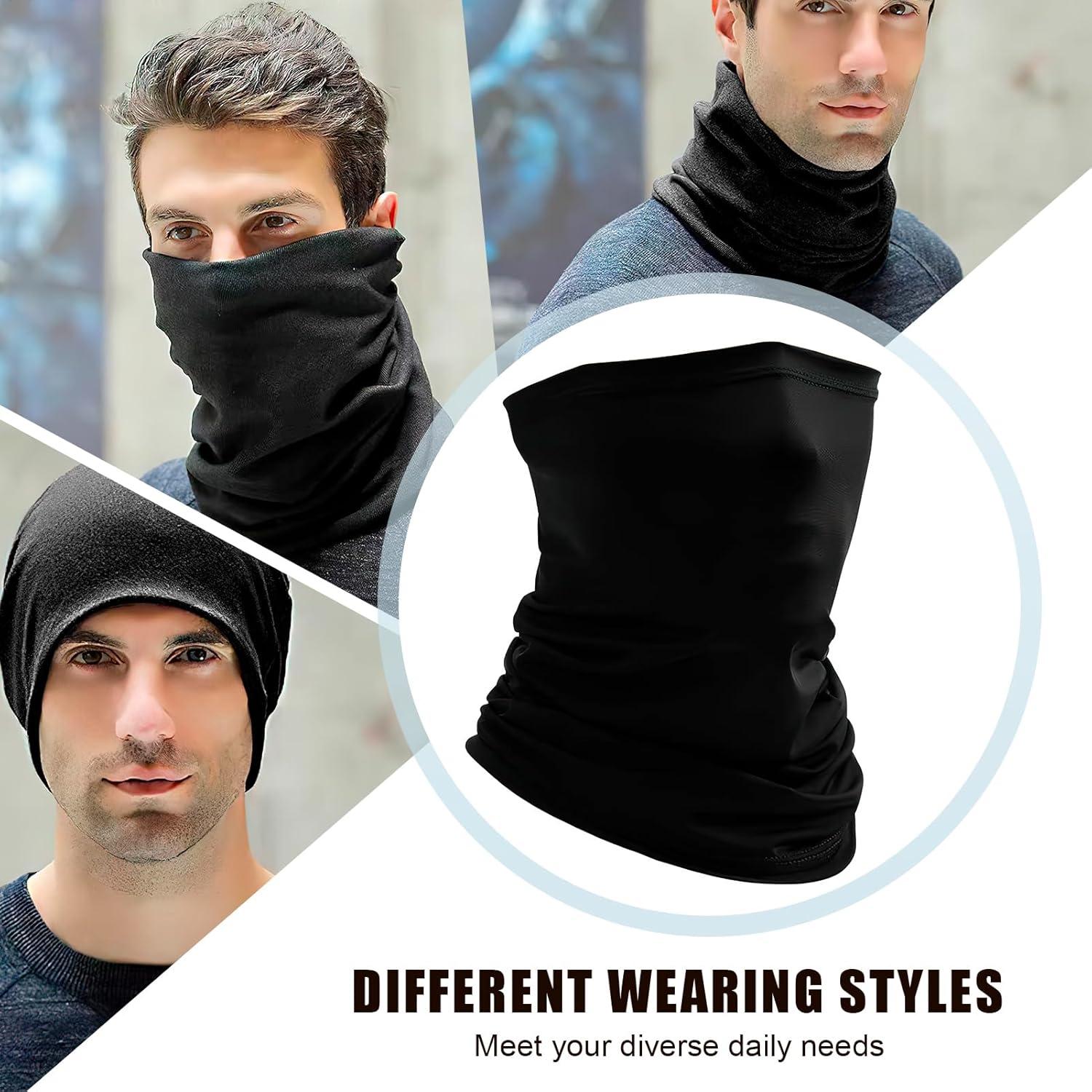 image:imageCachecou Thermique en Polaire pour Hommes et Femmes AntiUV Tour de Cou Homme Femme Masque Cache Cou AntiSolaire Foulard extrieur Bandana pour MotoSnowboard et Sports dHiver Noir 45CM25CM
