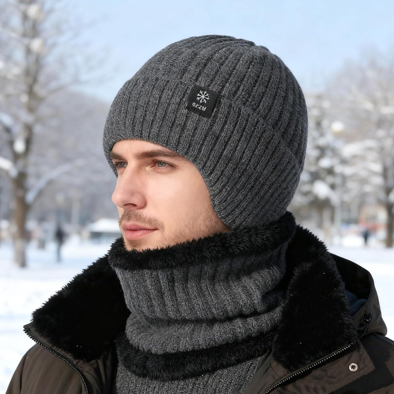 image:imagePacks Bonnet charpe et Gants Femme Homme Bonnet Hiver Echarpe Gants Tactiles avec Polaire Bonnets Tour de Cou Chaud Gant Tactile Tricots Ensemble Cache Cou Chapeaux dHiver Gris