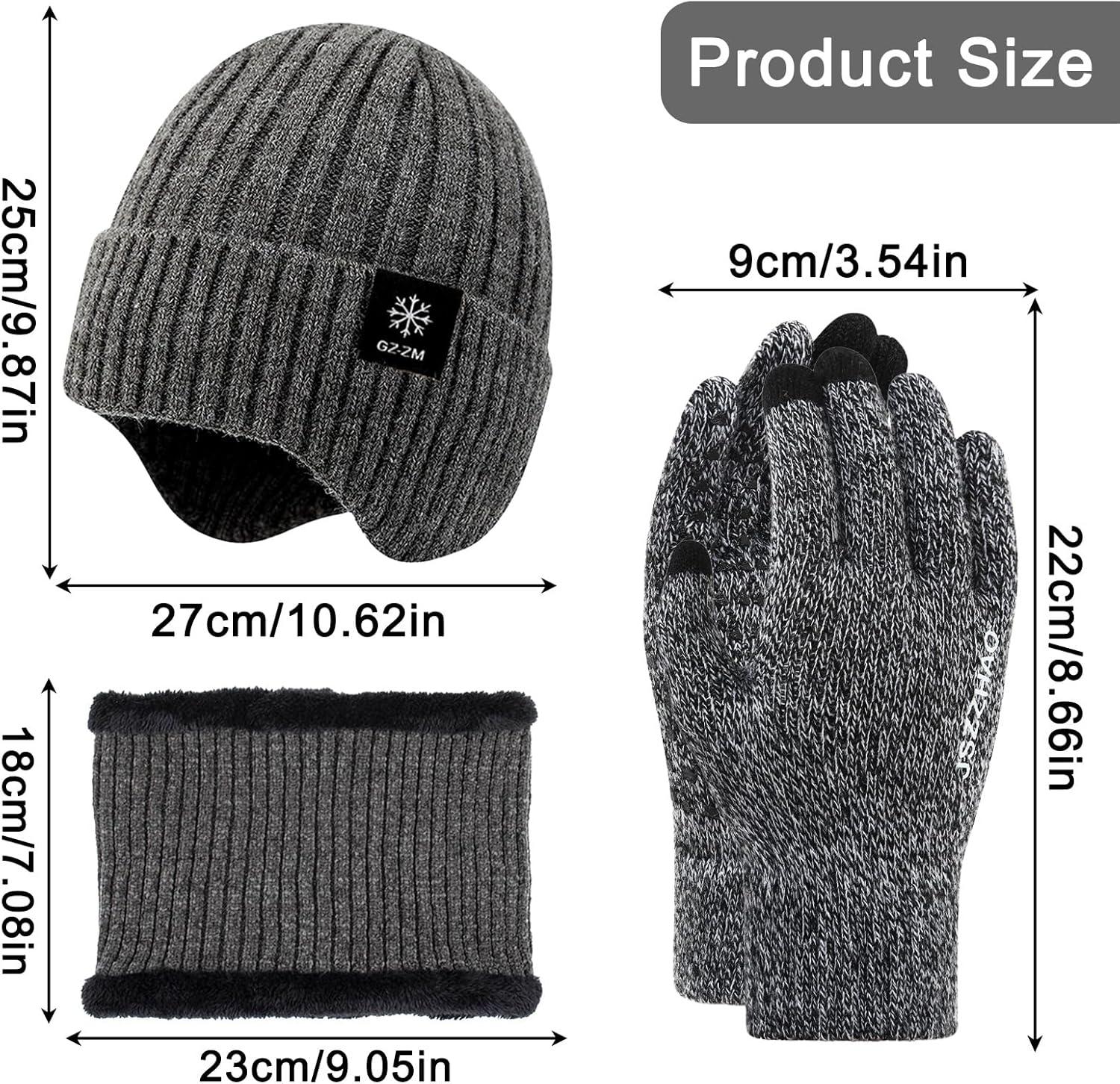 image:imagePacks Bonnet charpe et Gants Femme Homme Bonnet Hiver Echarpe Gants Tactiles avec Polaire Bonnets Tour de Cou Chaud Gant Tactile Tricots Ensemble Cache Cou Chapeaux dHiver Gris
