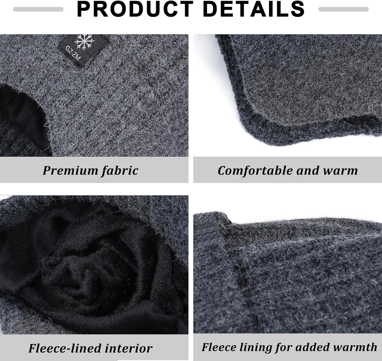 image:imagePacks Bonnet charpe et Gants Femme Homme Bonnet Hiver Echarpe Gants Tactiles avec Polaire Bonnets Tour de Cou Chaud Gant Tactile Tricots Ensemble Cache Cou Chapeaux dHiver Gris